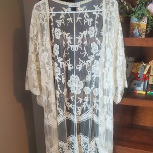 Guess Cream Floral Lace Kimono